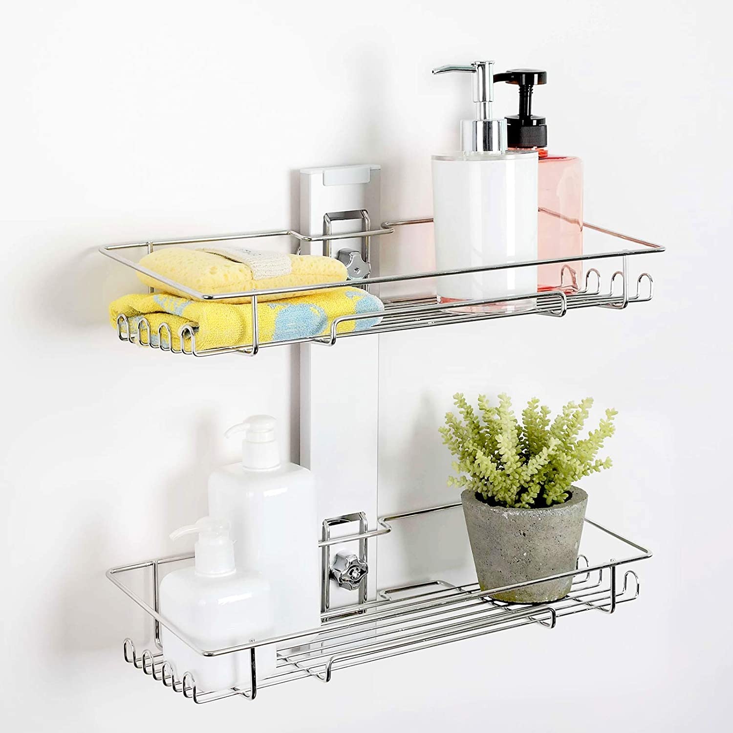 [BATHBEYOND] Shower Caddy Suction Cup Tier Shower Shelf - Adjustable Shower Caddy 400 Stainless Steel No-Drilling and Extra Adhesive Sticker for More Stronger Suction (2Tier)