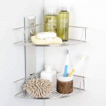 [BATHBEYOND] Shower Caddy Suction Cup Tier Shower Shelf - Adjustable Shower Caddy 400 Stainless Steel No-Drilling and Extra Adhesive Sticker for More Stronger Suction (Corner)