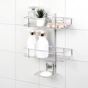 [BATHBEYOND] Shower Caddy Suction Cup Tier Shower Shelf - Adjustable Shower Caddy 400 Stainless Steel No-Drilling and Extra Adhesive Sticker for More Stronger Suction (3Tier)